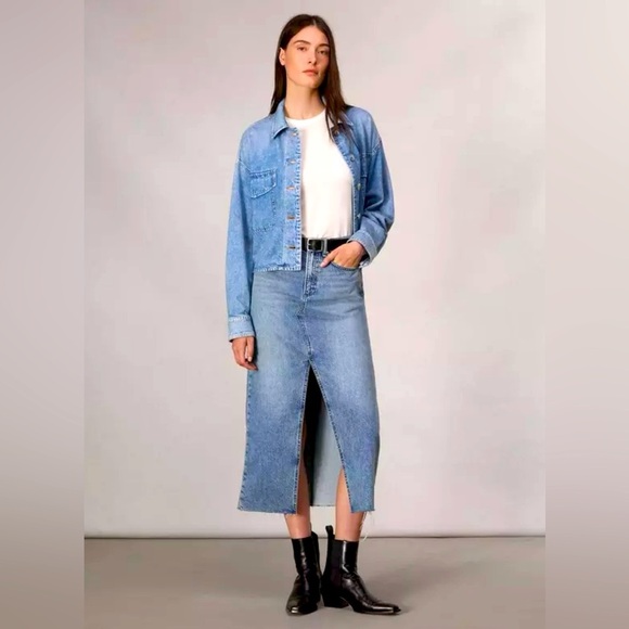 RAG & BONE Clara High Rise Denim Midi Skirt Sz 31 / 10 | 5-Pocket Classic - Picture 1 of 16